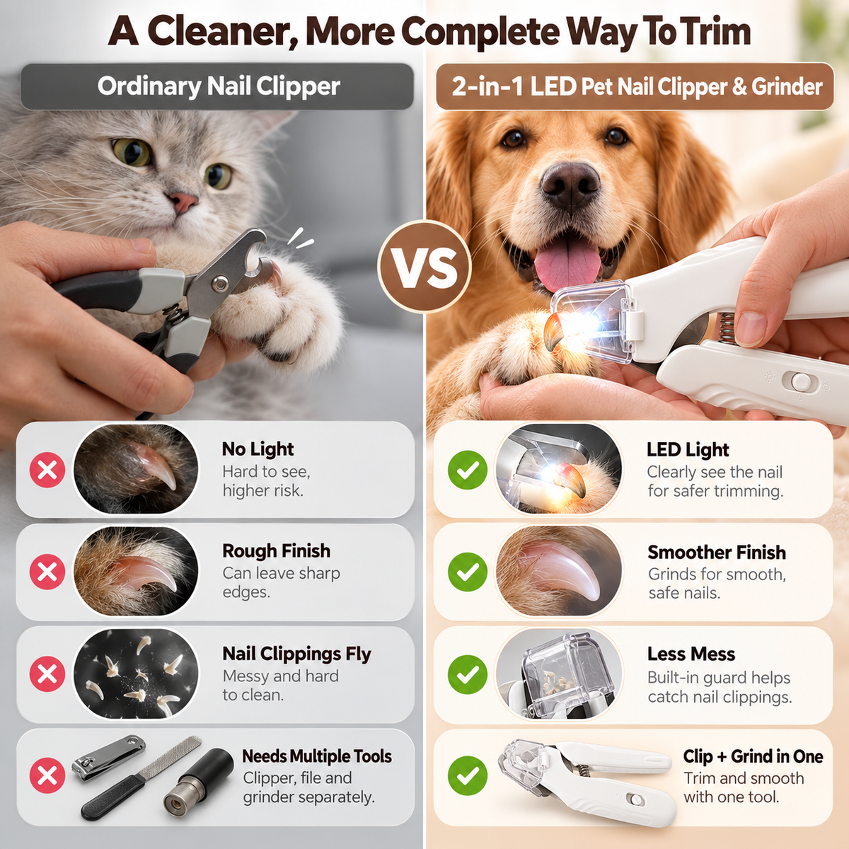 🐾 Limited-time 50% off — Rechargeable 2-in-1 LED pet nail clipper & grinder