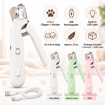 🐾 Limited-time 50% off — Rechargeable 2-in-1 LED pet nail clipper & grinder