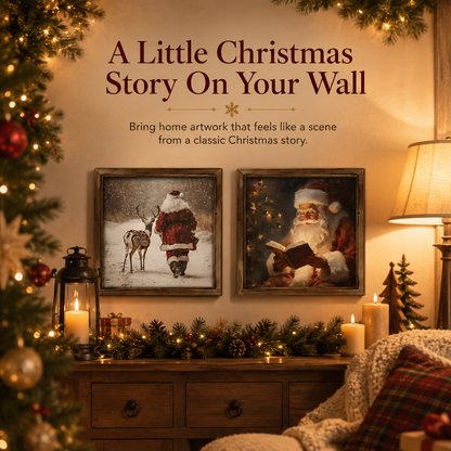 🔥Limited time 50% OFF——3D Vintage Christmas Santa Framed Wall Art