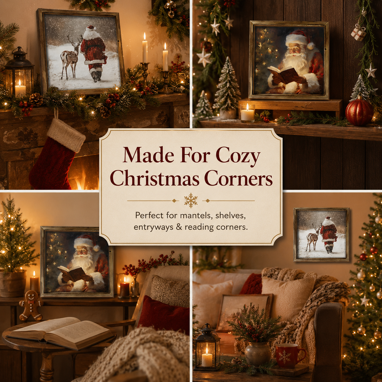 🔥Limited time 50% OFF——3D Vintage Christmas Santa Framed Wall Art