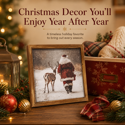 🔥Limited time 50% OFF——3D Vintage Christmas Santa Framed Wall Art