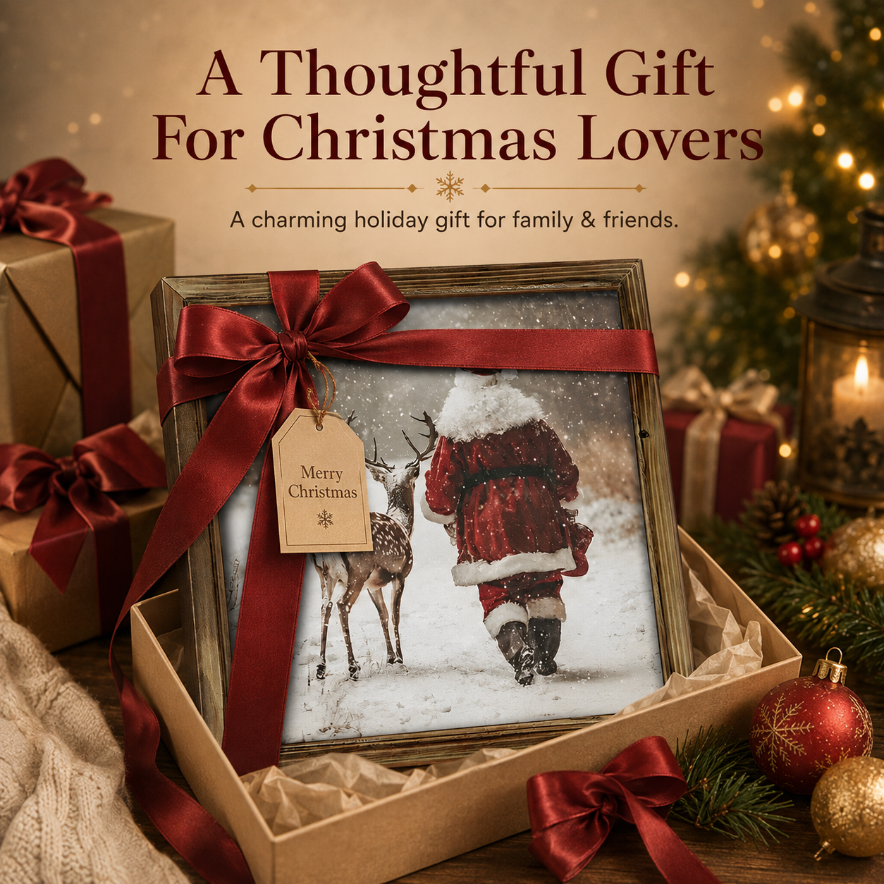 🔥Limited time 50% OFF——3D Vintage Christmas Santa Framed Wall Art