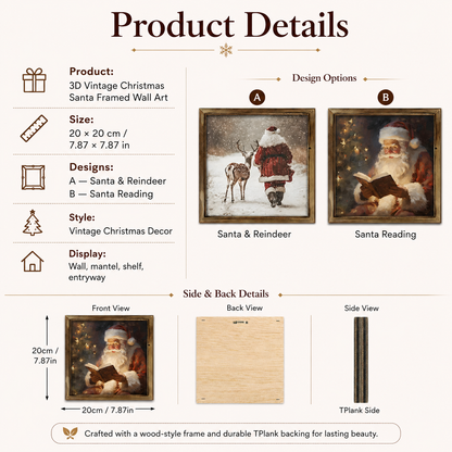 🔥Limited time 50% OFF——3D Vintage Christmas Santa Framed Wall Art
