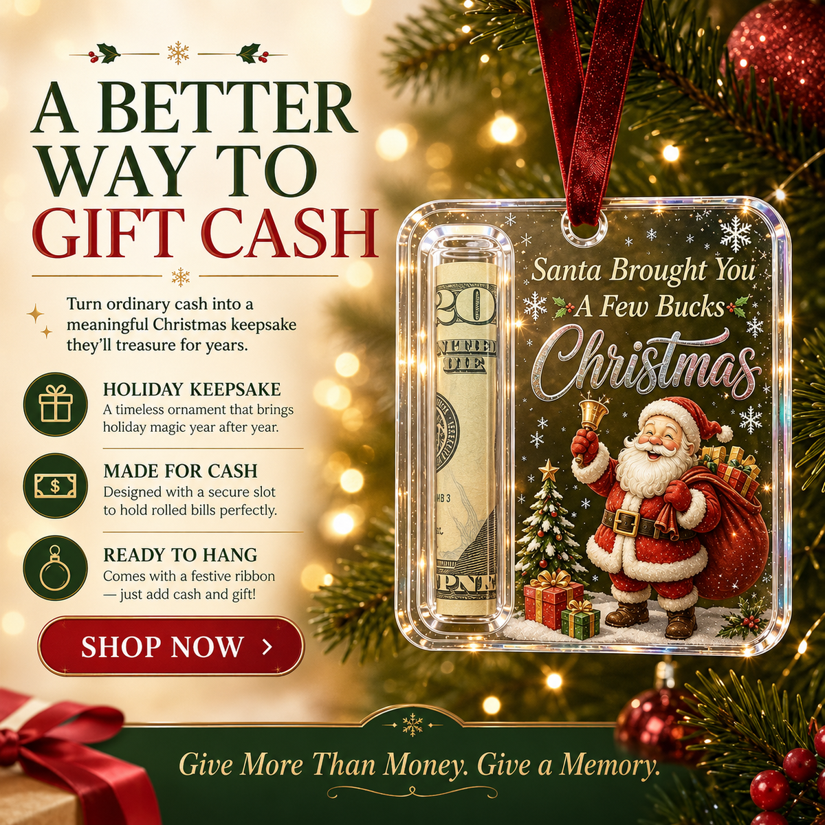 🔥Limited time 50% OFF — Clear Christmas Cash Holder Ornament