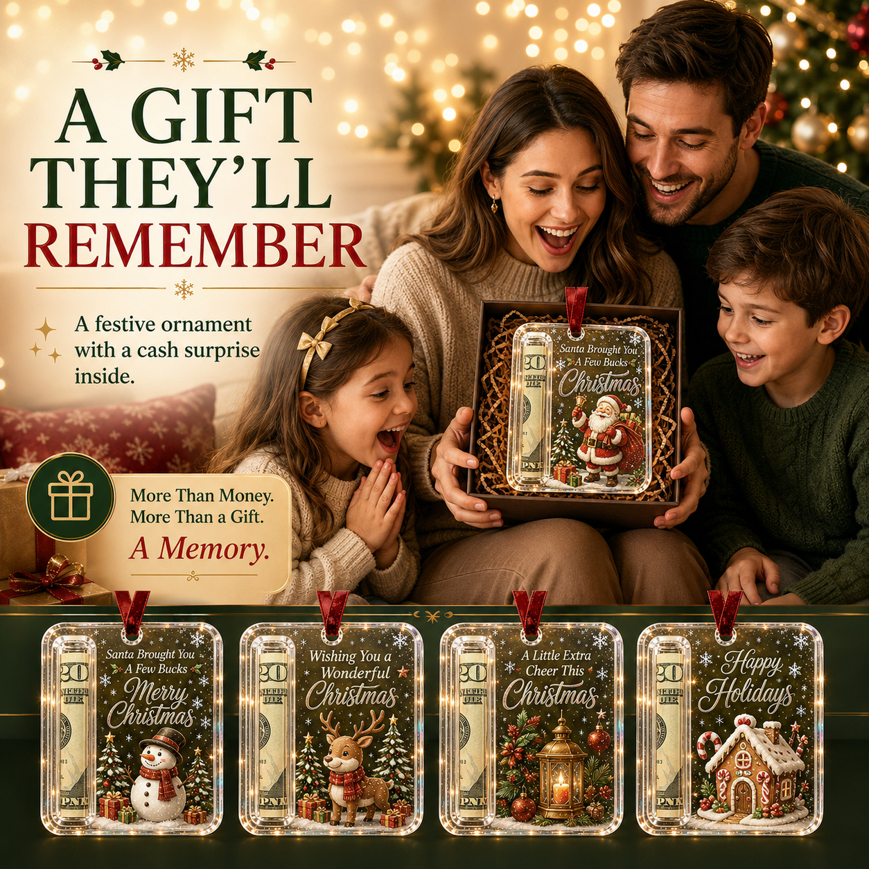 🔥Limited time 50% OFF — Clear Christmas Cash Holder Ornament