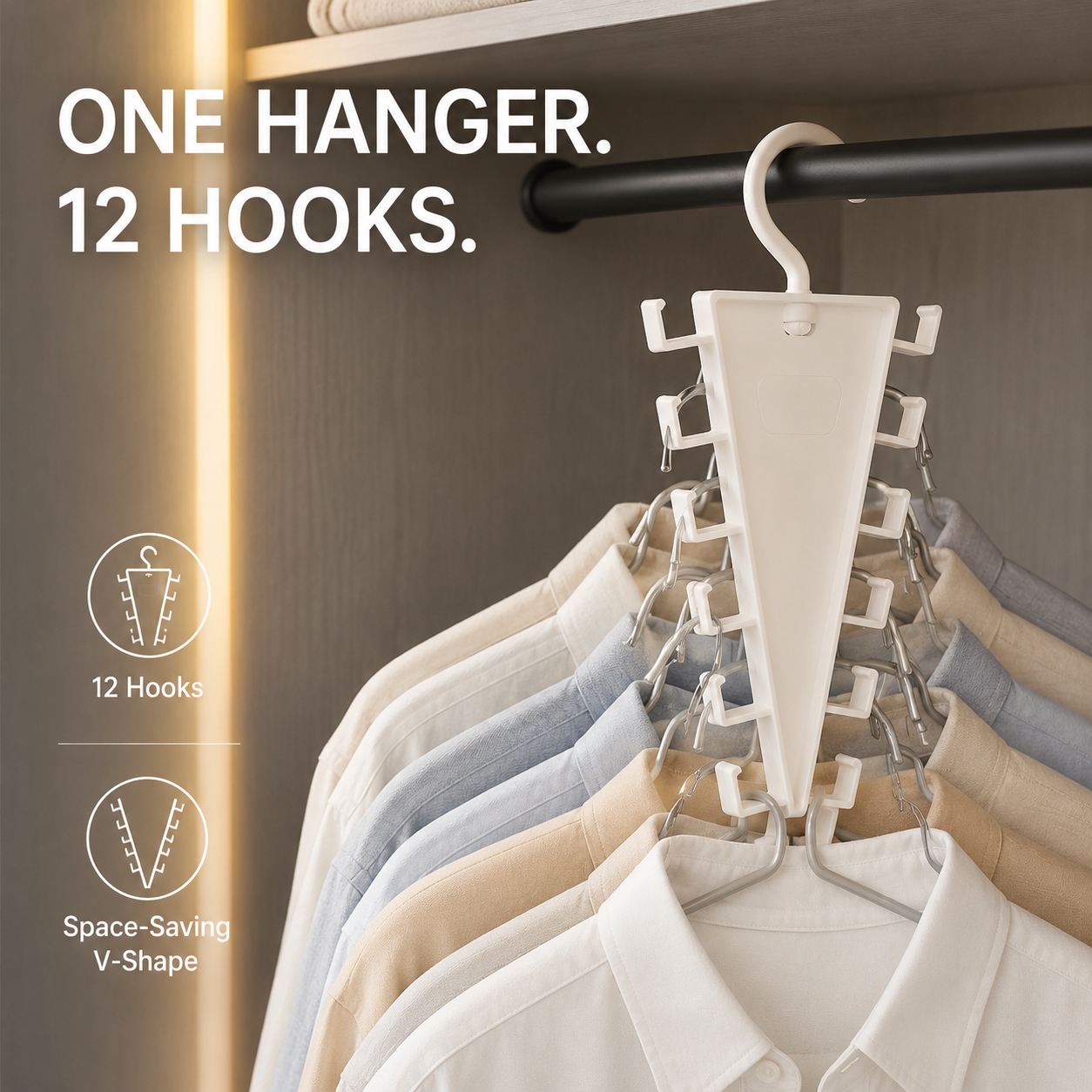 🔥Limited time 50% OFF——12-Hook V-Shaped Closet Organizer Hanger
