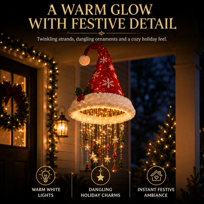 🔥Christmas Sale 49%🎄Lighted Santa Hat Hanging Chandelier
