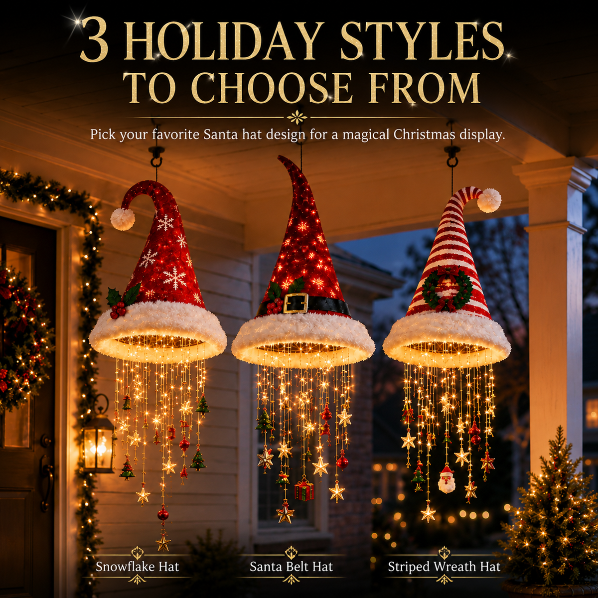 🔥Christmas Sale 49%🎄Lighted Santa Hat Hanging Chandelier