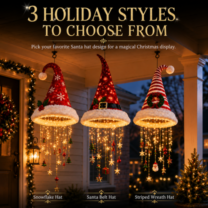 🔥Christmas Sale 49%🎄Lighted Santa Hat Hanging Chandelier