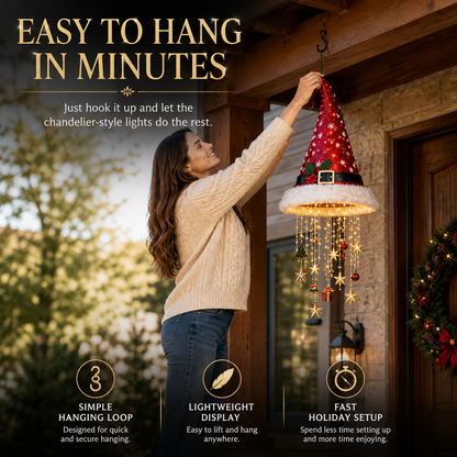 🔥Christmas Sale 49%🎄Lighted Santa Hat Hanging Chandelier