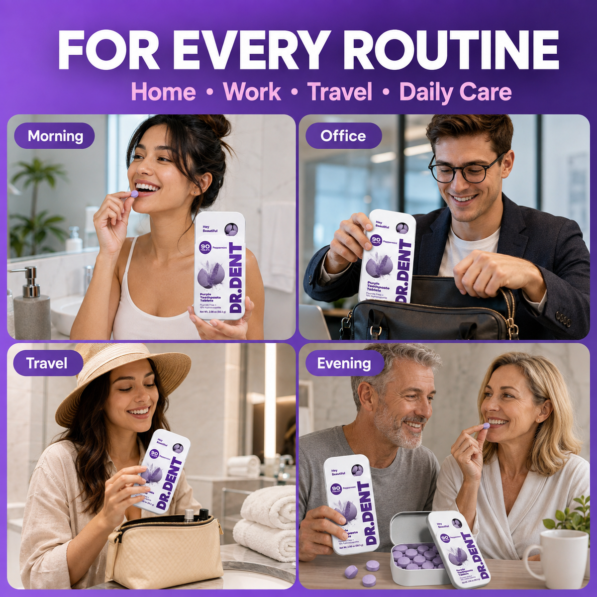 DR.DENT Purple Whitening Toothpaste Tablets – Hydroxyapatite + PAP