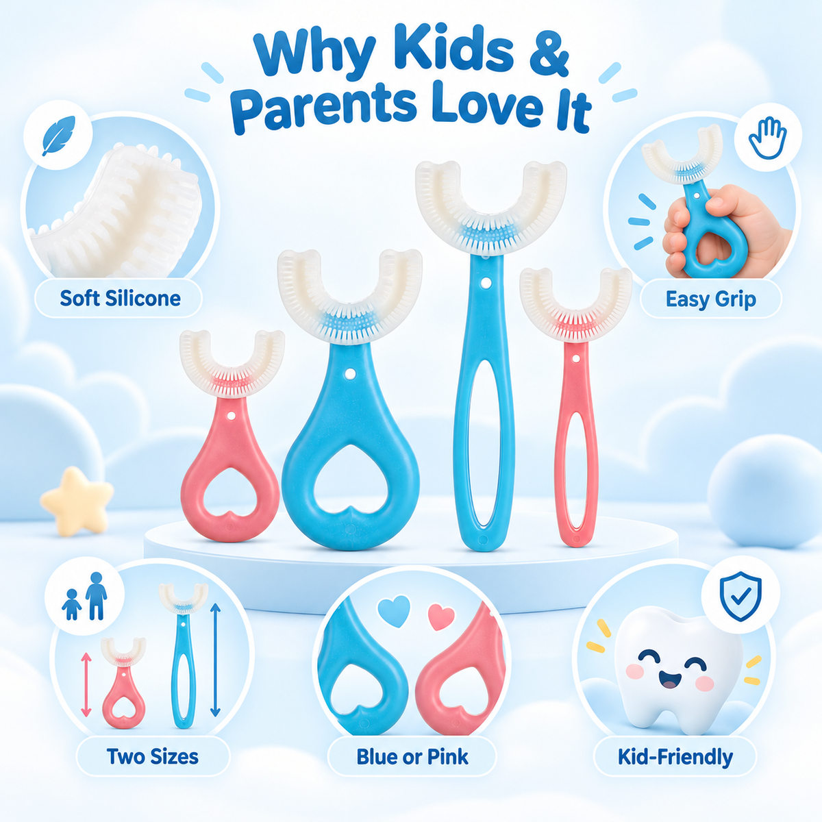 🔥 Limited-time 50% off — Kids u-shaped silicone toothbrush