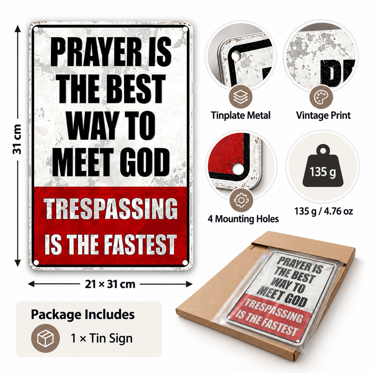 🙏 Limited-time 50% off — Funny vintage no trespassing tin sign