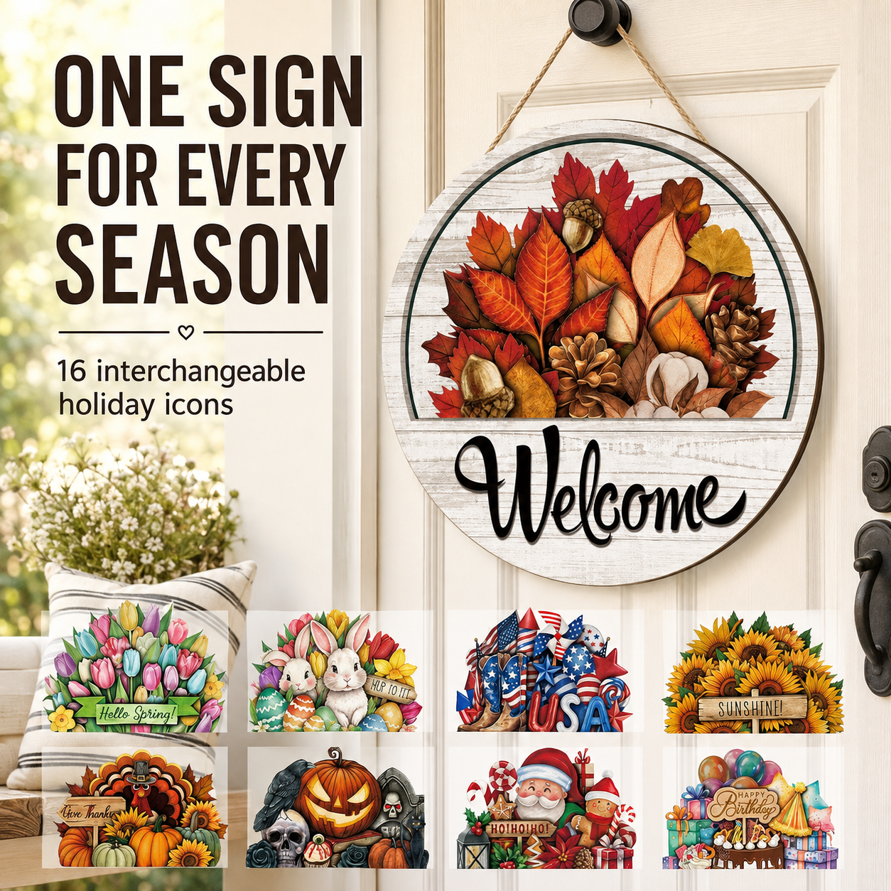 🔥 LIMITED-TIME 50% OFF — 16 Pcs Interchangeable Welcome Sign for Front Door