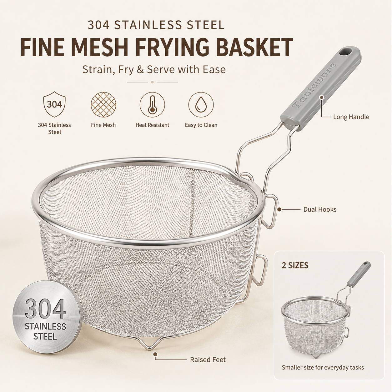 🔥 Limited-time 50% off – 304 stainless steel frying strainer basket