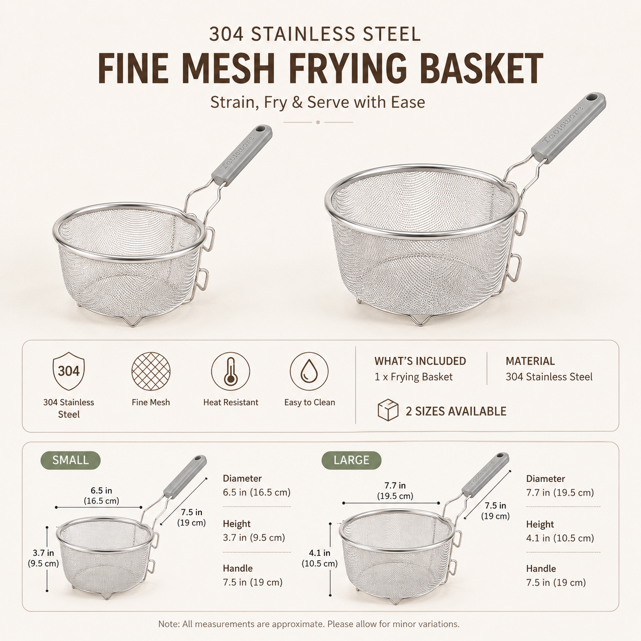 🔥 Limited-time 50% off – 304 stainless steel frying strainer basket