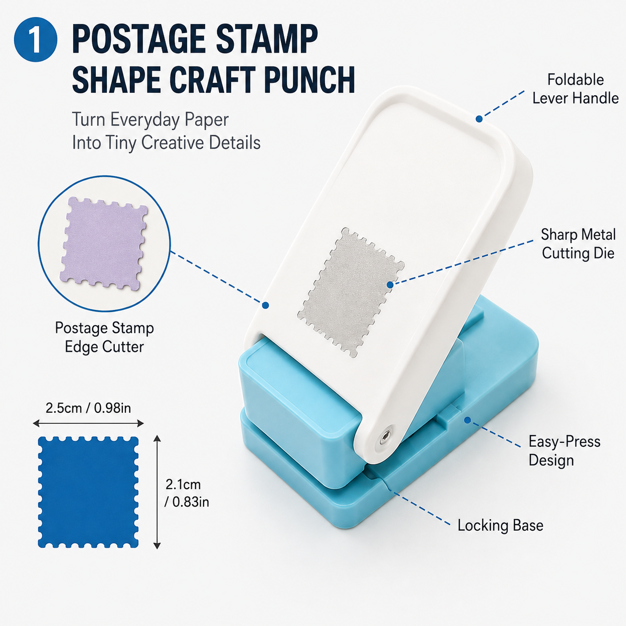 🔥 50% Off Limited Time |Postage Stamp Shape Craft Punch – Mini Paper Cutter for Scrapbooking & Journaling