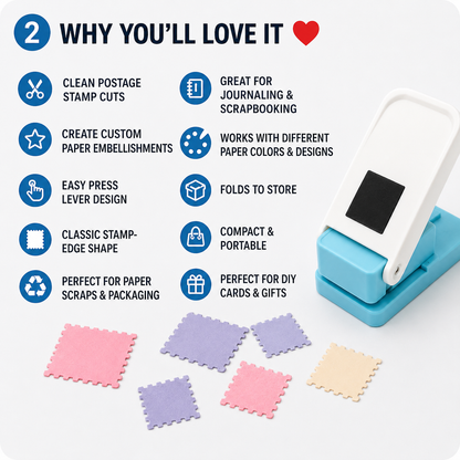 🔥 50% Off Limited Time |Postage Stamp Shape Craft Punch – Mini Paper Cutter for Scrapbooking & Journaling
