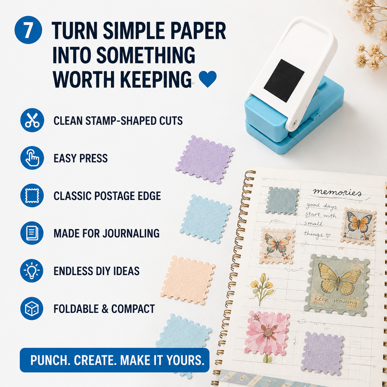 🔥 50% Off Limited Time |Postage Stamp Shape Craft Punch – Mini Paper Cutter for Scrapbooking & Journaling