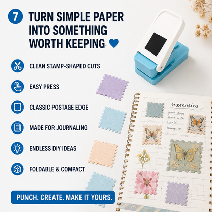 🔥 50% Off Limited Time |Postage Stamp Shape Craft Punch – Mini Paper Cutter for Scrapbooking & Journaling