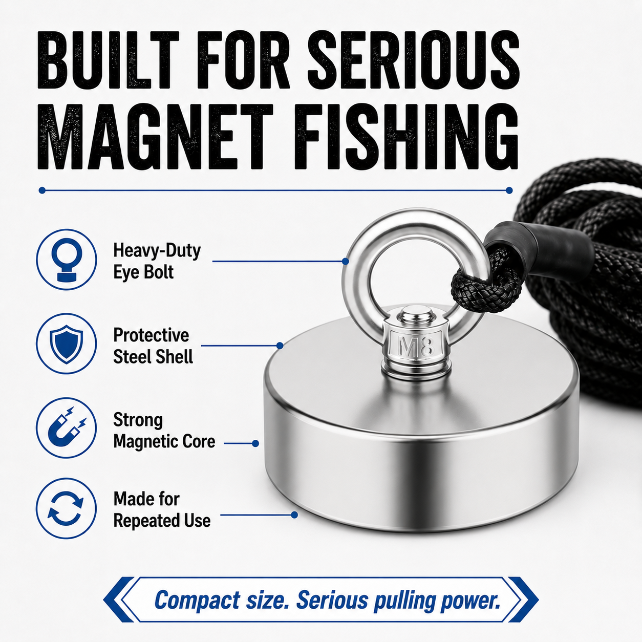 Fishing Magnet – 260LBS Super Strong Neodymium Magnet 🧲