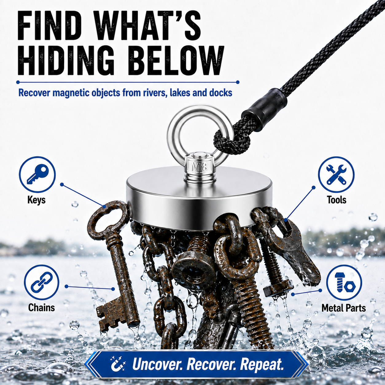 Fishing Magnet – 260LBS Super Strong Neodymium Magnet 🧲
