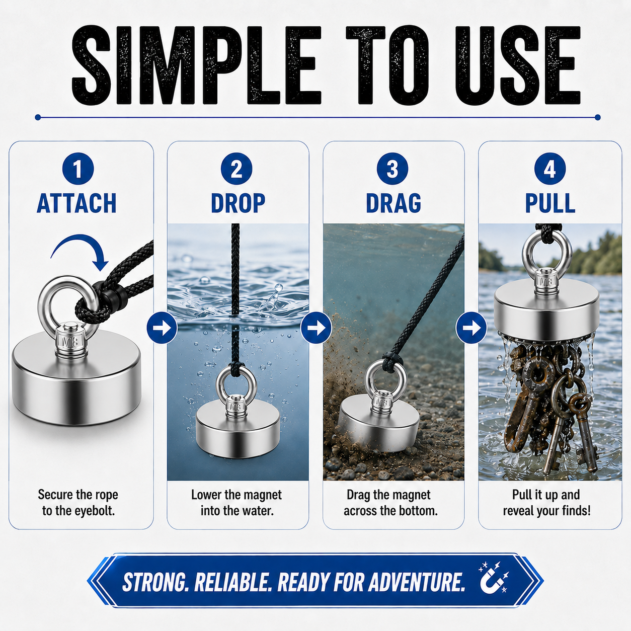 Fishing Magnet – 260LBS Super Strong Neodymium Magnet 🧲