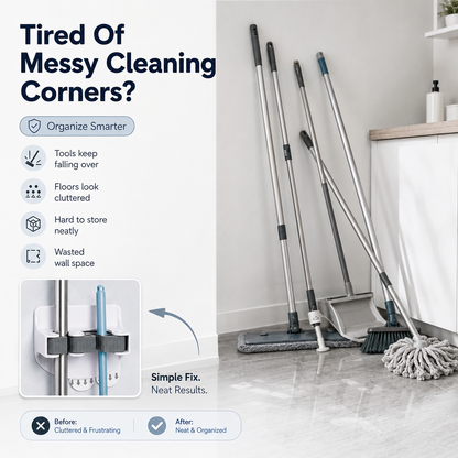 🔥 50% Off Limited Time - No Drill Wall Mounted Broom Holder
