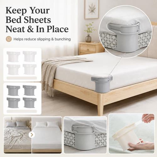 🔥 50% Off Limited Time——Invisible Bed Sheet Gripper Set – Mattress Sheet Holder &amp; Fitted Sheet Fixer
