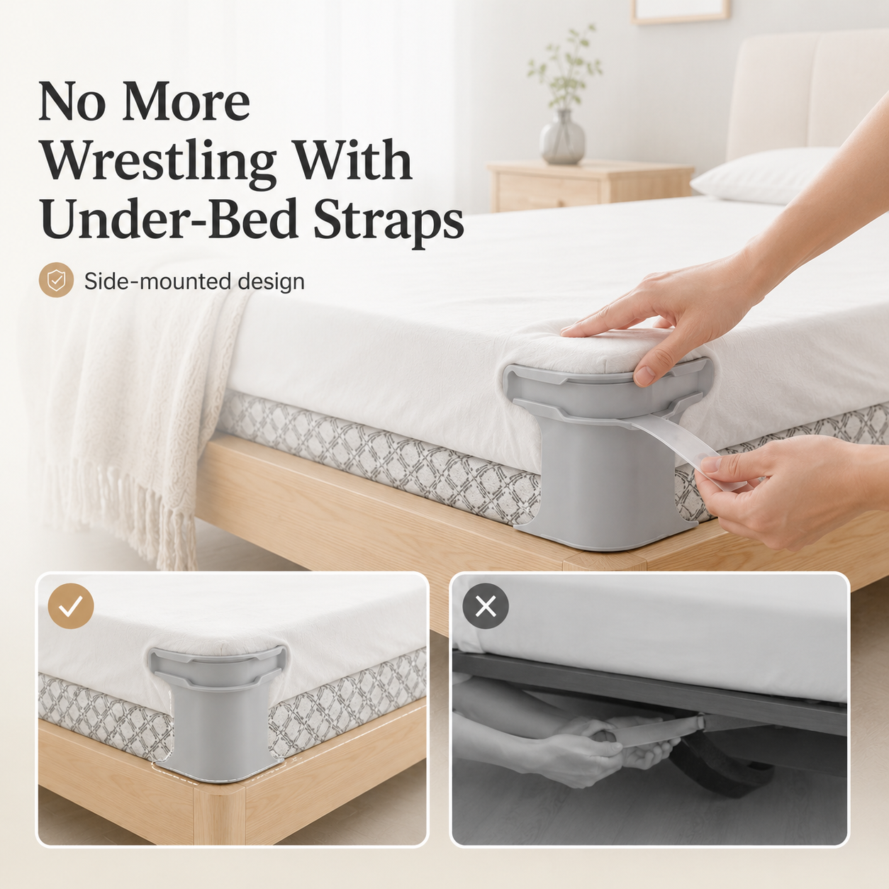 🔥 50% Off Limited Time——Invisible Bed Sheet Gripper Set – Mattress Sheet Holder &amp; Fitted Sheet Fixer