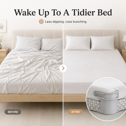 🔥 50% Off Limited Time——Invisible Bed Sheet Gripper Set – Mattress Sheet Holder &amp; Fitted Sheet Fixer