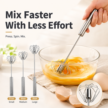 🔥 50% Off Limited Time ——Stainless Steel Semi-Automatic Push Whisk – Handheld Rotary Egg Beater