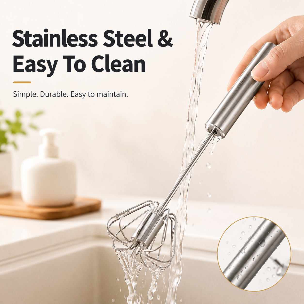 🔥 50% Off Limited Time ——Stainless Steel Semi-Automatic Push Whisk – Handheld Rotary Egg Beater