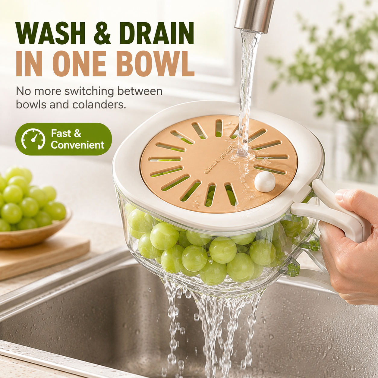 Wash and drain fruits in one bowl