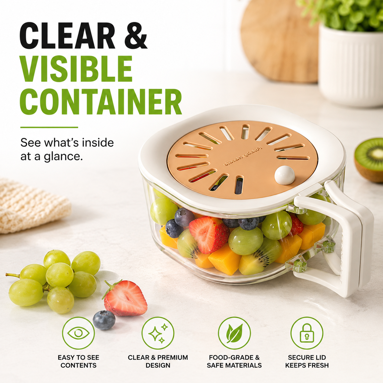 Clear fruit and vegetable washing container