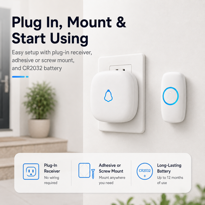 🔥 50% Off Limited Time ——Wireless Doorbell – Long Range Plug-In Door Chime with 57 Melodies
