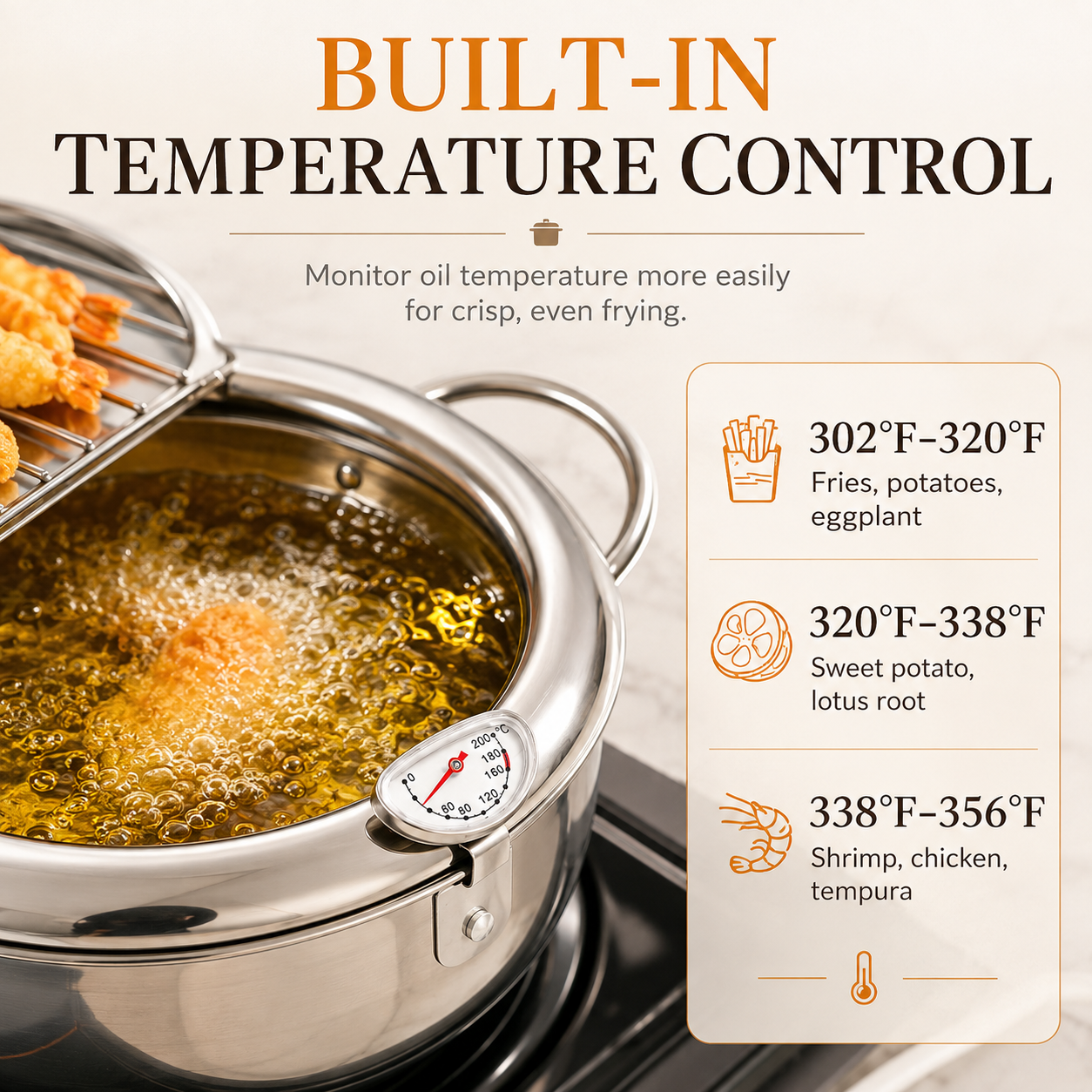🔥Limited time 50% OFF- Deep Fryer Pot with Oil Drain & Thermometer 🍤🍟