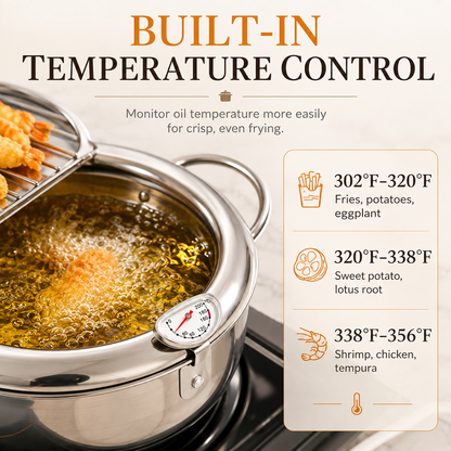 🔥Limited time 50% OFF- Deep Fryer Pot with Oil Drain & Thermometer 🍤🍟