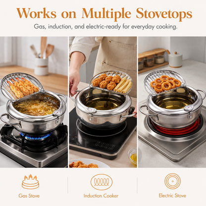 🔥Limited time 50% OFF- Deep Fryer Pot with Oil Drain & Thermometer 🍤🍟