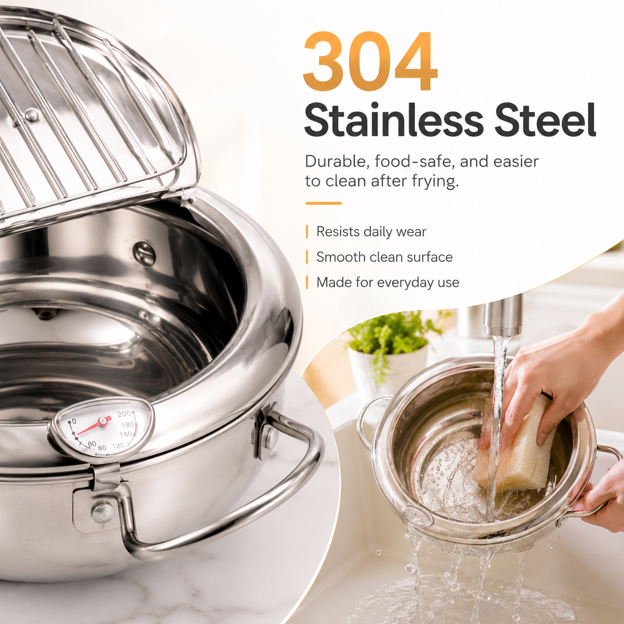 🔥Limited time 50% OFF- Deep Fryer Pot with Oil Drain & Thermometer 🍤🍟