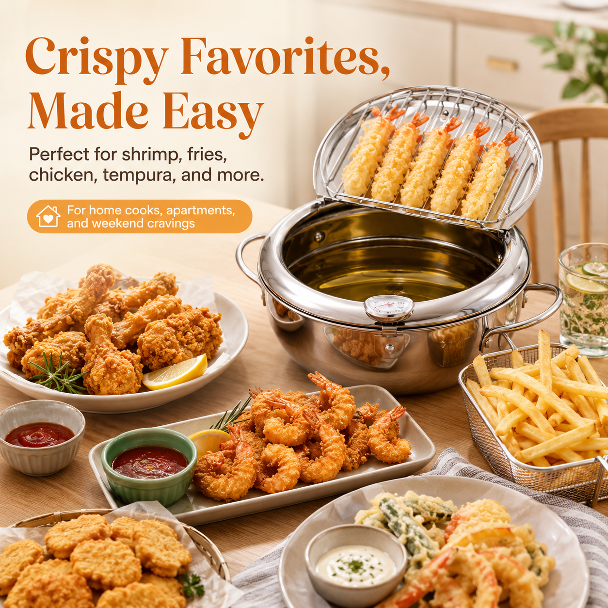 🔥Limited time 50% OFF- Deep Fryer Pot with Oil Drain & Thermometer 🍤🍟