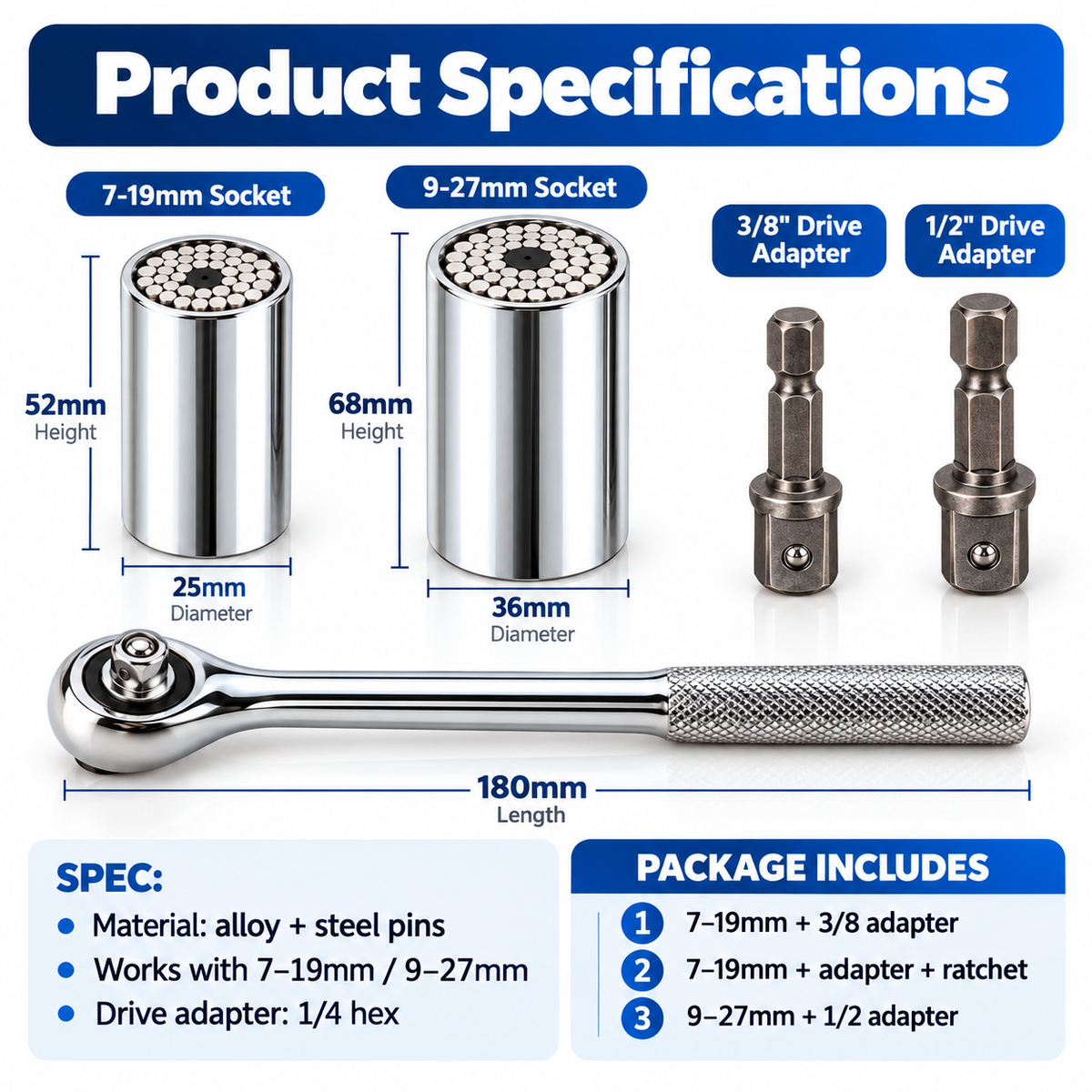 🔧 Limited-time 50% off — Universal socket wrench set