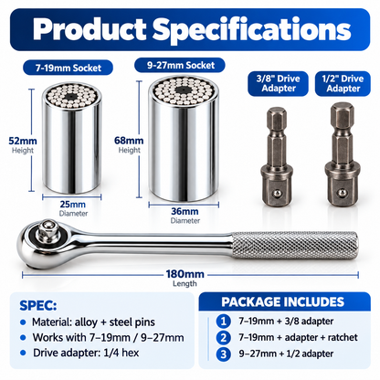 🔧 Limited-time 50% off — Universal socket wrench set