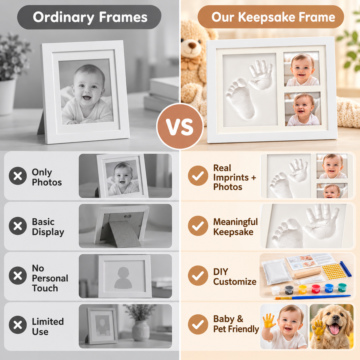 Baby handprint & footprint keepsake frame
