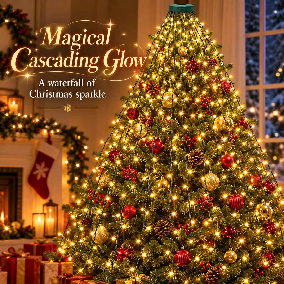 🎄 LED Christmas Tree Lights – 8-Mode Cascading Firefly String Lights (80 in)