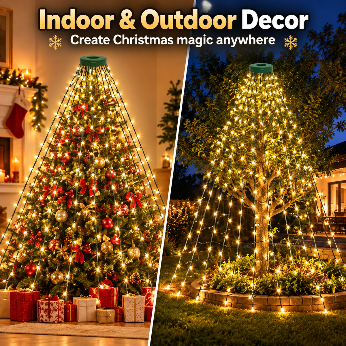 🎄 LED Christmas Tree Lights – 8-Mode Cascading Firefly String Lights (80 in)