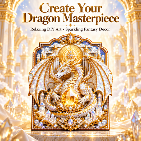 🐉 Dragon Diamond Painting Kit – Holy Guardian Crystal Pearl DIY Fantasy Wall Art
