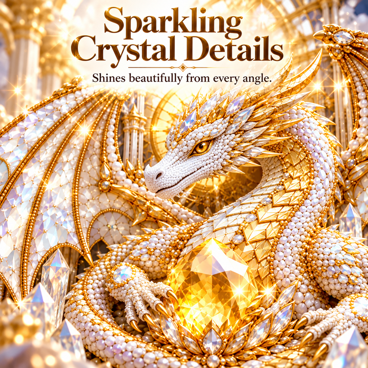 🐉 Dragon Diamond Painting Kit – Holy Guardian Crystal Pearl DIY Fantasy Wall Art