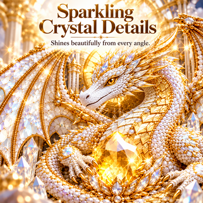 🐉 Dragon Diamond Painting Kit – Holy Guardian Crystal Pearl DIY Fantasy Wall Art