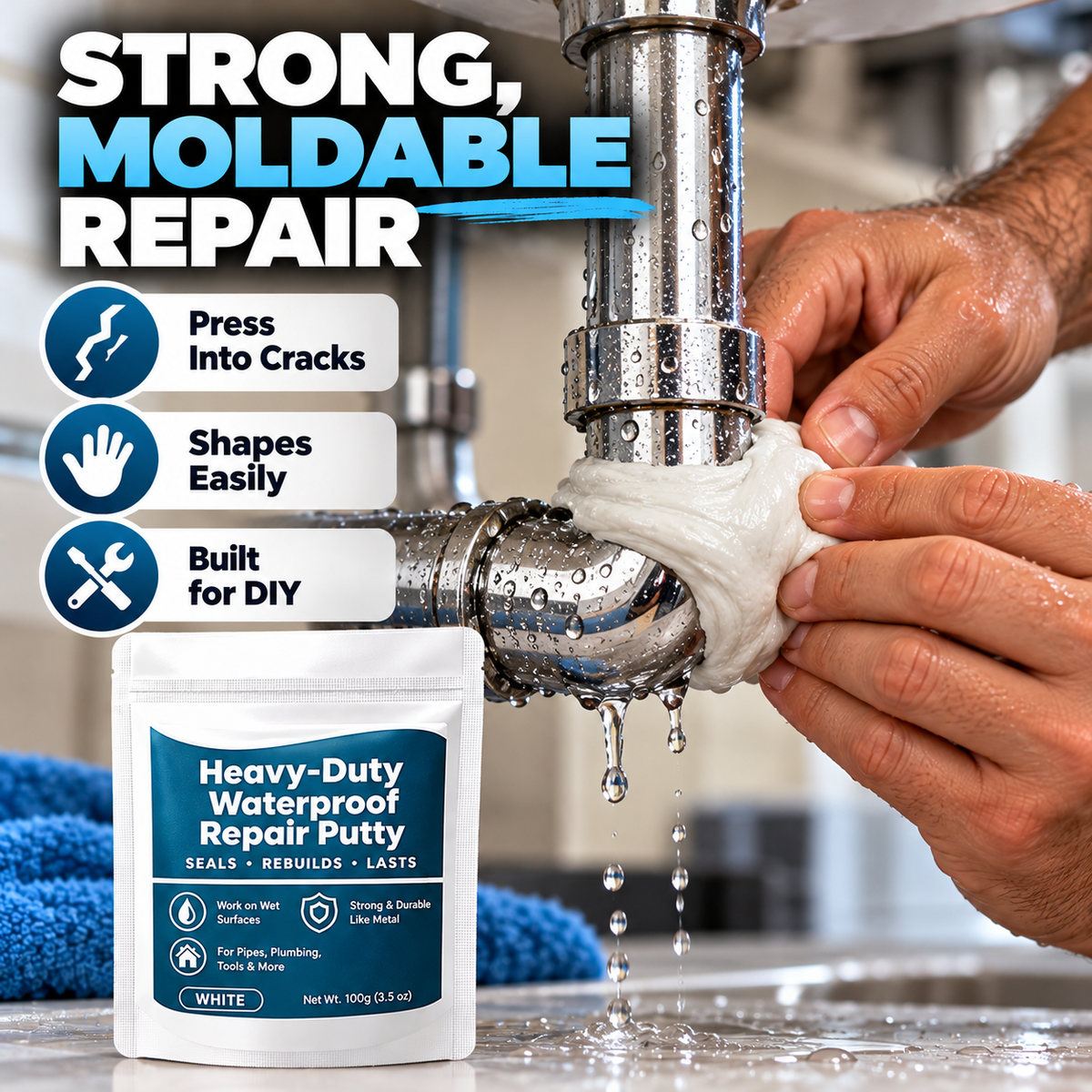 🔧 Heavy-Duty Waterproof Repair Putty – Strong Pipe Leak Repair & Multi-Purpose Fixing Compound